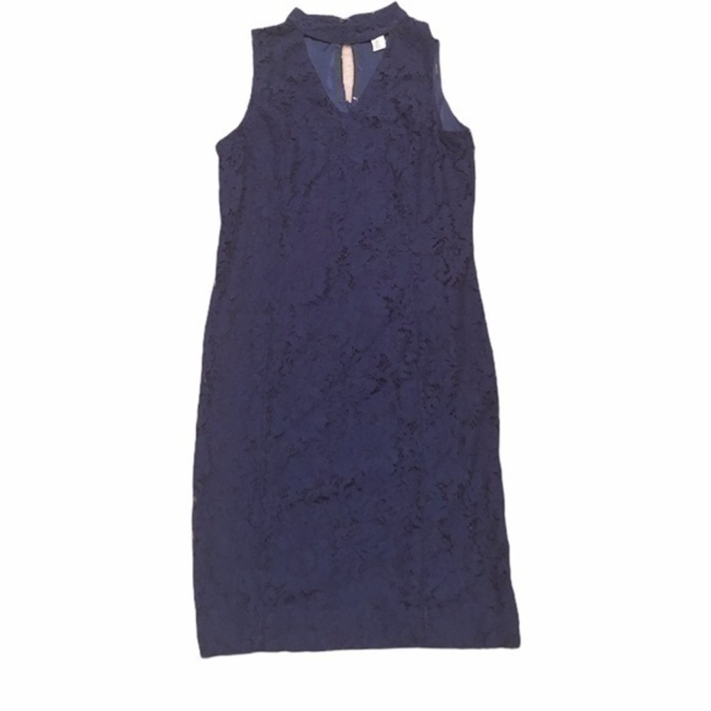 White House black market blue lace halter dress